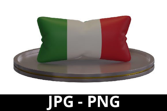 3D Rendering Pillow with Italy Flag Motif