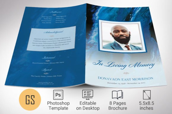 Blue Marble Funeral Program Template: A Modern Celebration of Life Brochure