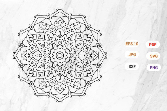 Coloring Book Page, Flower Mandala. Vint