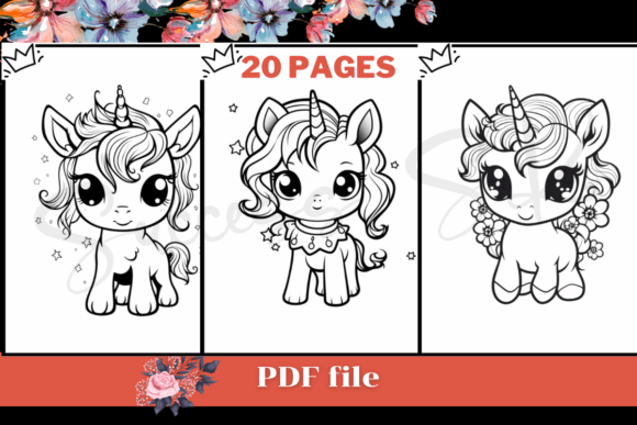 Cute Kawaii Unicorn Coloring Pages3 for Creative Expression and Digital Distribution