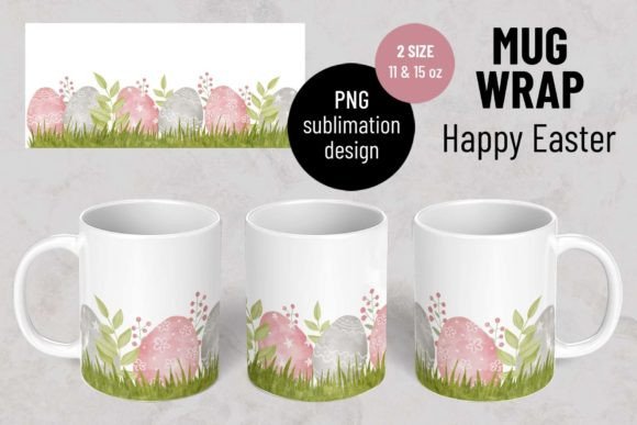 Easter Eggs Border. Mug Wrap Sublimation