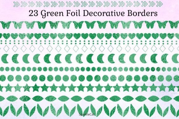 Enhance Your Designs with Borders - Green Foil: A Versatile Clipart Collection