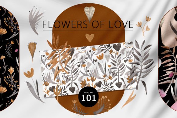 Flowers of Love: A Beautiful Watercolor Set for Wedding and Valentine’s Day Themes