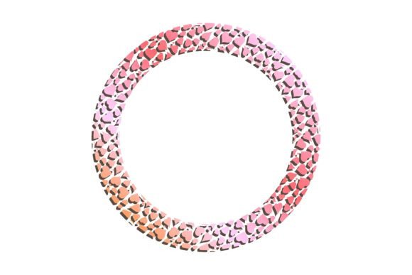 Golden Wide Round Hearts Frame for Decor