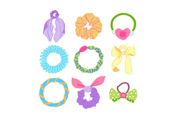 Hair Scrunchies Set Cartoon Vector: A Stylish and Versatile Hair Accessory