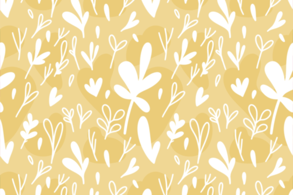 Minimalist Digital Paper: A Botanical Pattern in White and Yellow Tones