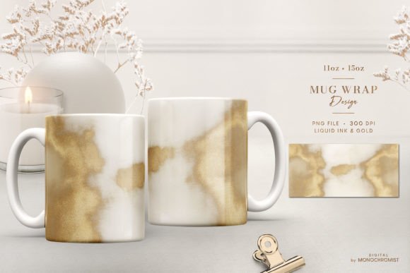 Mug Sublimation Beige Liquid Gold Ink