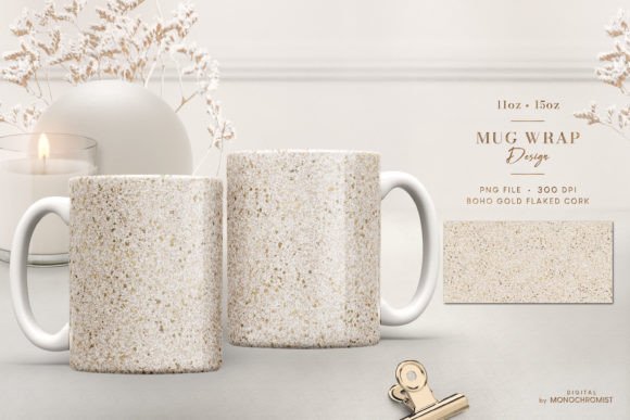 Mug Sublimation Boho Hazel Gold Cork