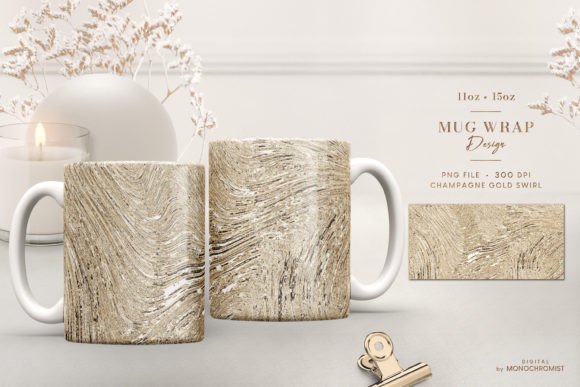 Mug Sublimation Champagne Gold Swirl: A Stylish and Practical Design for Your Sublimation Projects