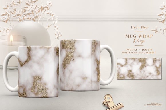 Mug Sublimation Dusty Rose Gold Marble