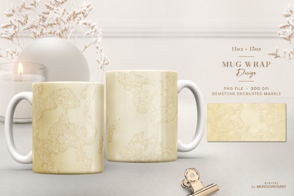 Mug Sublimation Gold Marble Glitter Vein