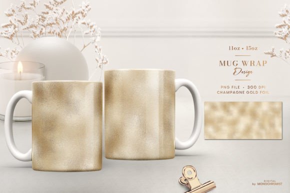 Mug Sublimation Template Gold Foil