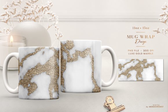 Mug Wrap Template White Gold Marble: A Stylish and Practical Design for Sublimation Projects