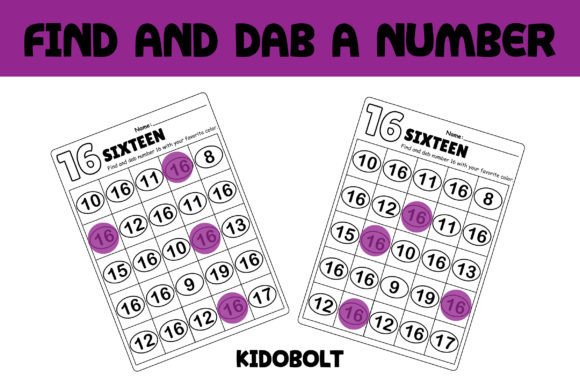 PreK Dab a Dot Number Worksheet - 16 and Kindergarten Number Dab a Dot Printable Worksheet