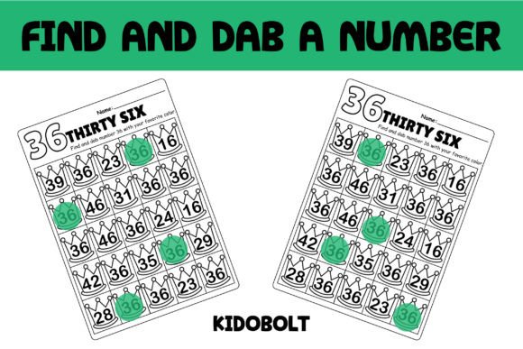 PreK Dab a Dot Number Worksheet - 36