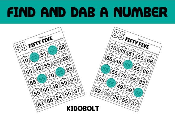 PreK Dab a Dot Number Worksheet - 55