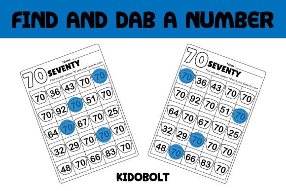 PreK Dab a Dot Number Worksheet - 70