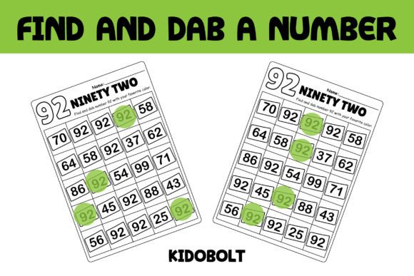 PreK Dab a Dot Number Worksheet - 92