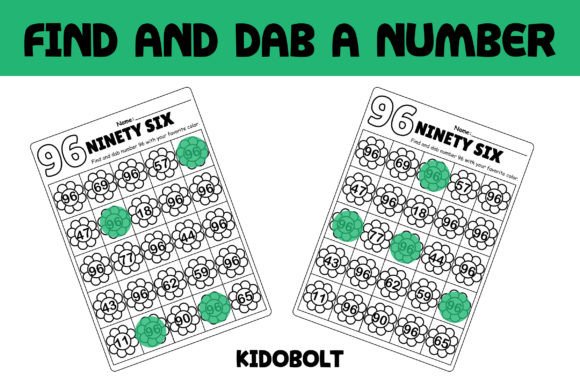PreK Dab a Dot Number Worksheet - 96