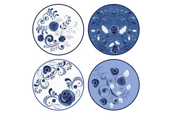 Round Blue Floral Ornaments