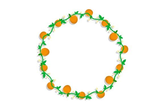 Round Frame with Mandarin Fruit and Blossoms: A Decorative Element for Artistic Expression