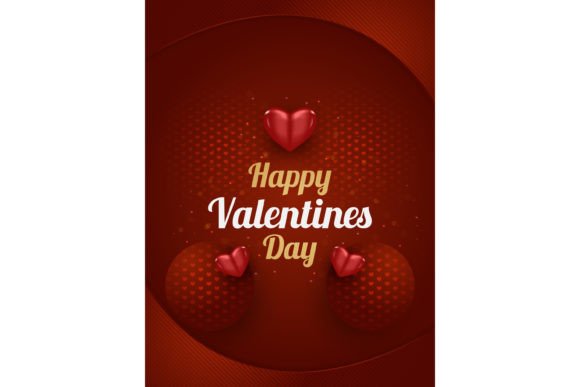 Valentine's Day Card or Poster Design with 3D Red Heart